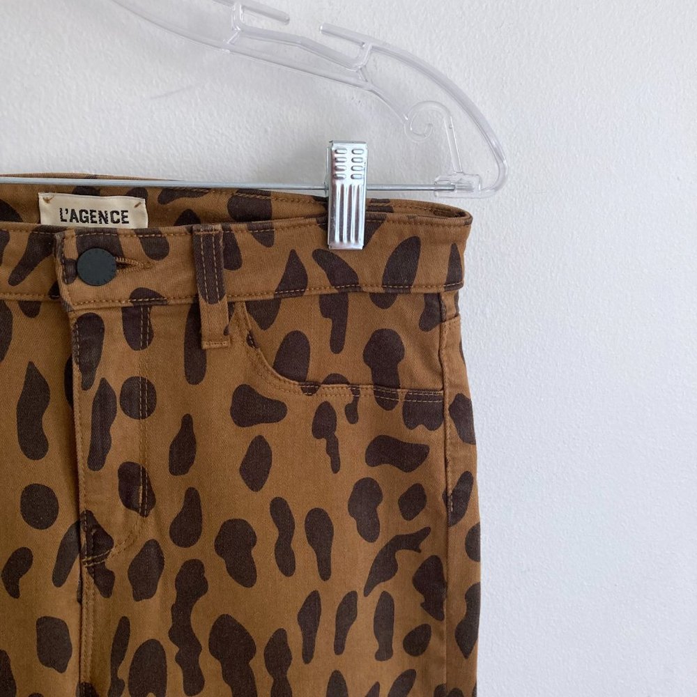 L'AGENCE Jeans Leopard Print High Waist Skinny Cropped $375 Size 28 - Picture 6 of 9